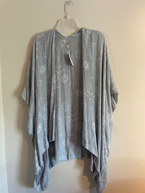 LOFT Light Gray Floral Open Kimono
